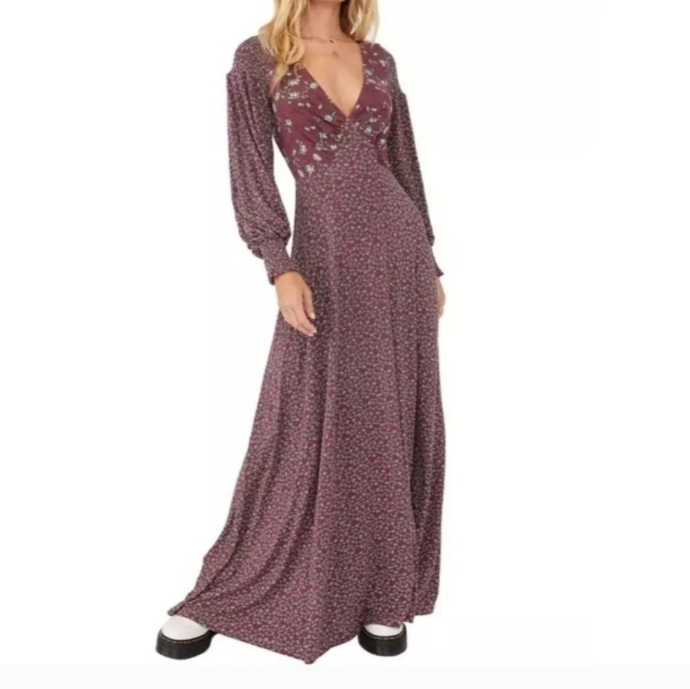Free People Love Story Floral Long Sleeve Maxi Dress